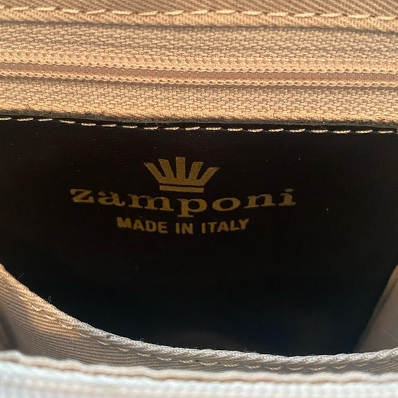 Italian Luxury Zamponi Elegant Black Leather Handbag Purse Satchel Gold Hardware - Picture 8 of 9